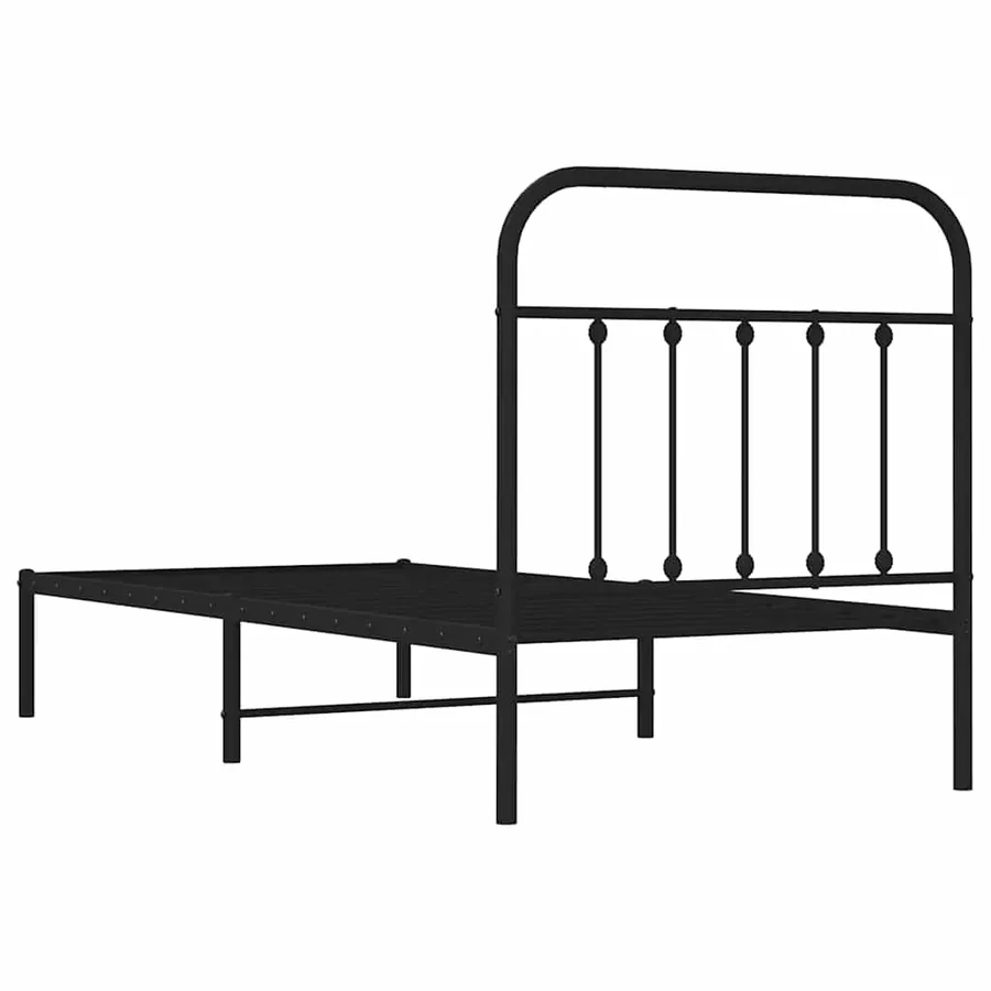 Cadre de lit métal sans matelas avec tête de lit noir 90x200 cm - 8