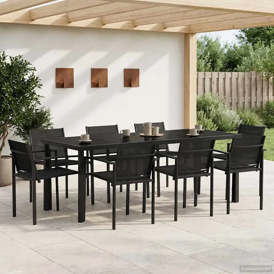 Ensemble de meubles d'extérieur 9 pcs Noir et anthracite