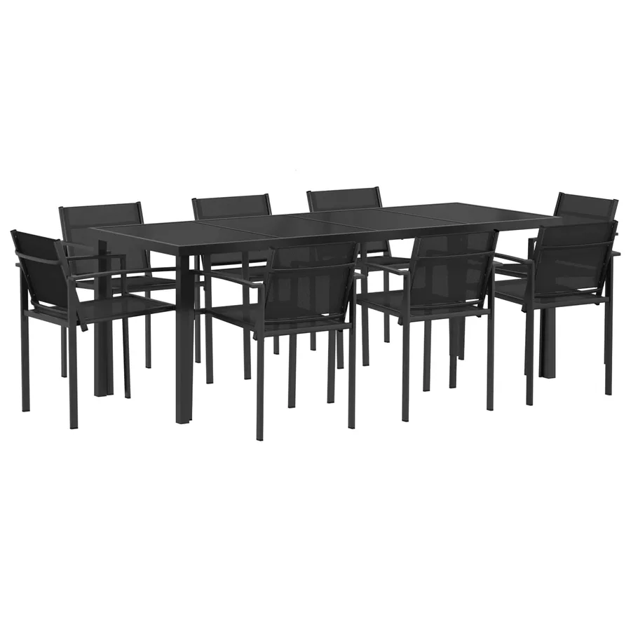 Ensemble de meubles d'extérieur 9 pcs Noir et anthracite - 2