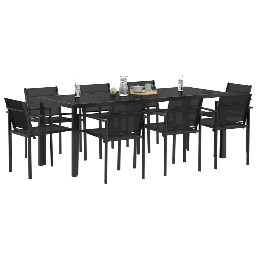 Ensemble de meubles d'extérieur 9 pcs Noir et anthracite - 3