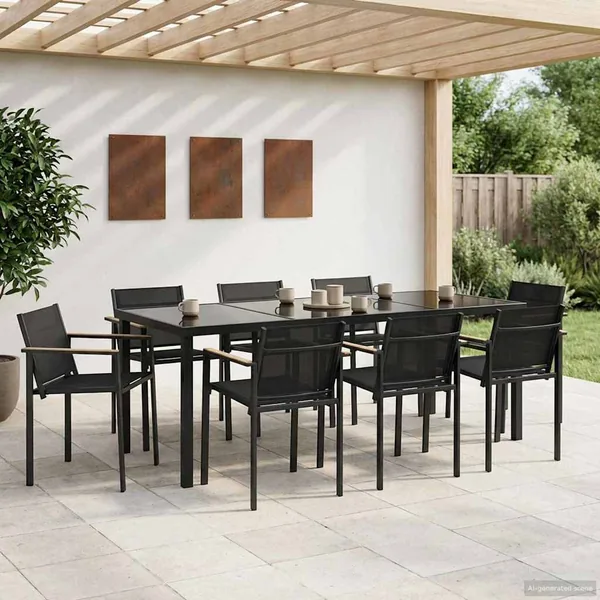 Ensemble de meubles d'extérieur 7 pcs Noir et anthracite