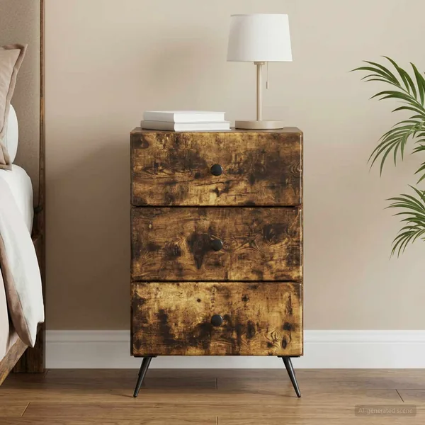 Cabinet de chevet avec tiroir Chêne fumé 43 x 41 x 66,5 cm