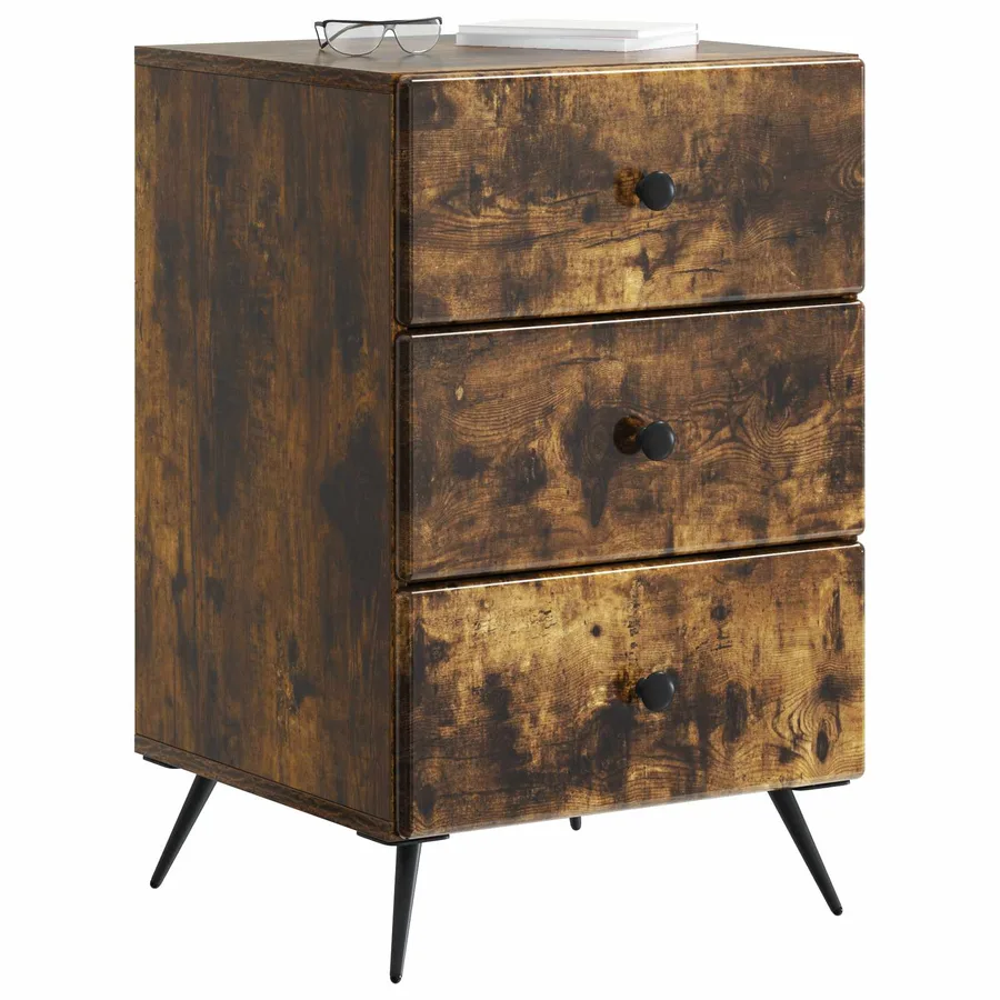 Cabinet de chevet avec tiroir Chêne fumé 43 x 41 x 66,5 cm - 3