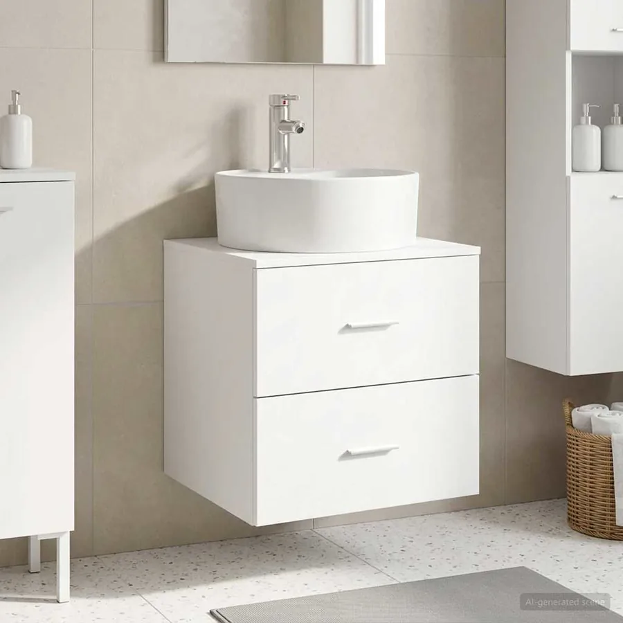 Vanité de lavabo mural Blanc 49,5 x 44,5 x 65 cm