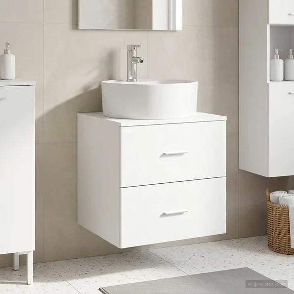 Vanité de lavabo mural Blanc 49,5 x 44,5 x 65 cm