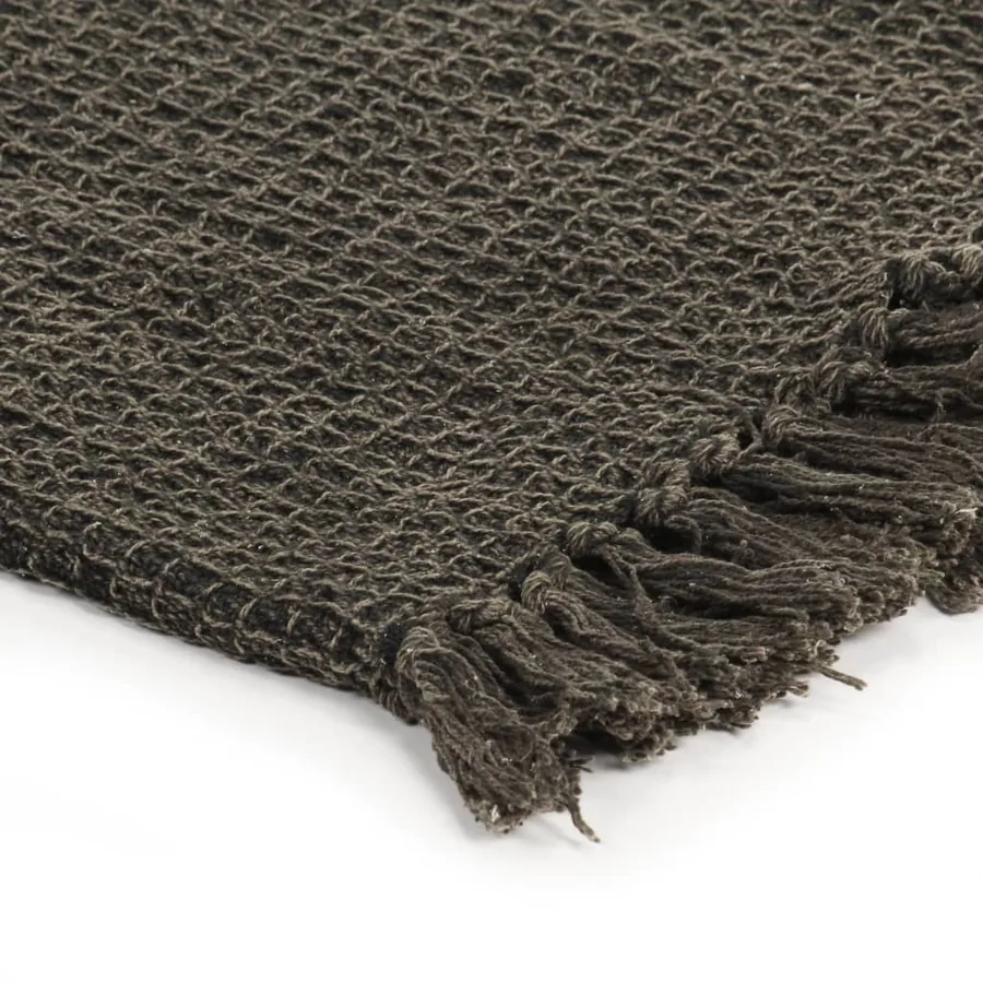Couverture en coton 160 x 210 cm Anthracite/Marron - 4