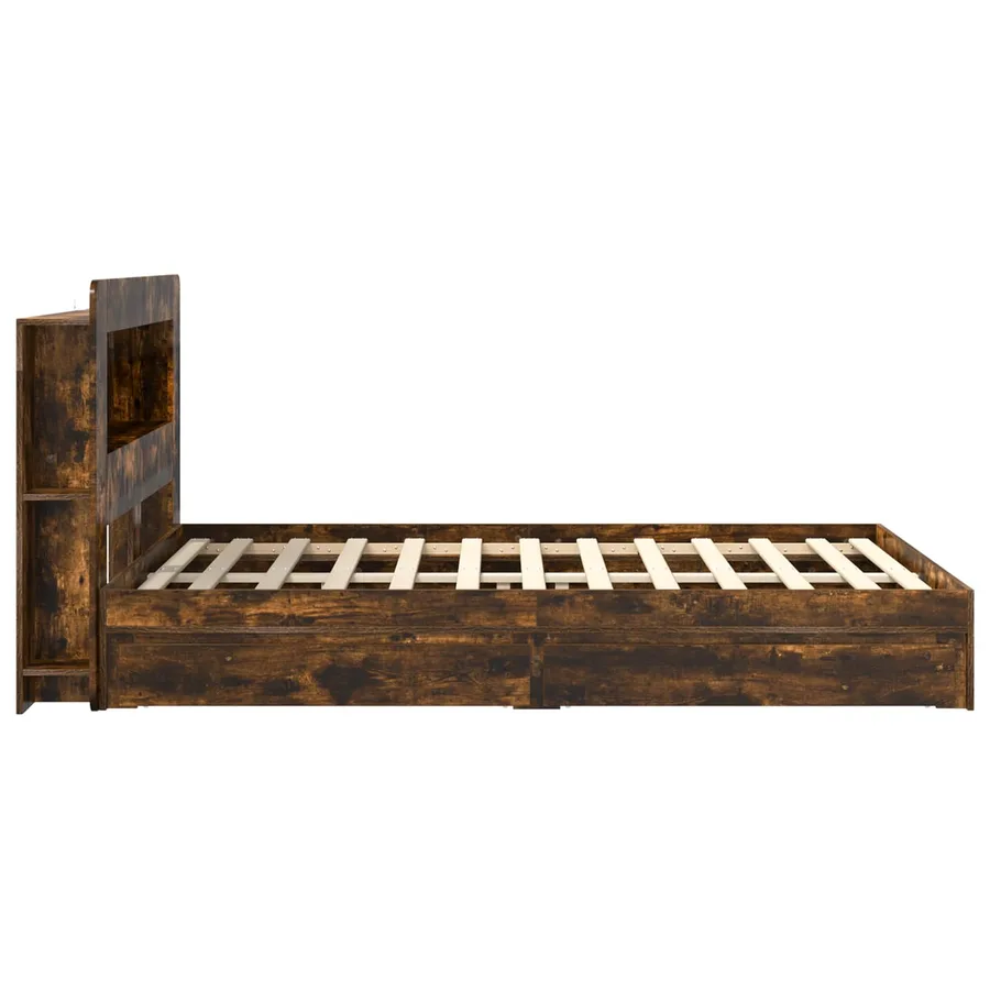 Cadre de lit avec rangement avec tiroir Chêne fumé 135 x 190 cm - 5