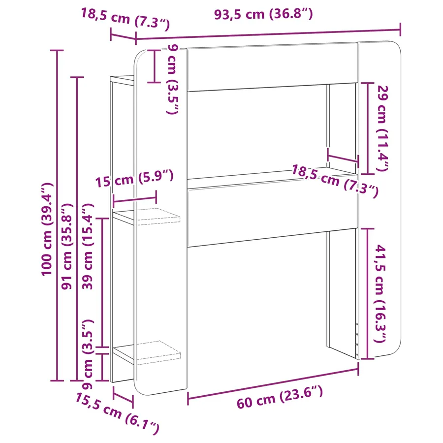 Cabinet de Tête de Lit Blanc brillant Bois d’ingénierie - 10