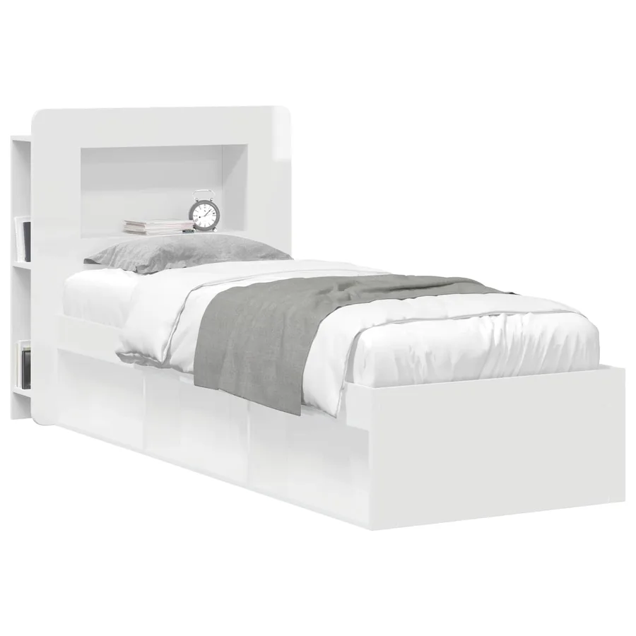 Cabinet de Tête de Lit Blanc brillant Bois d’ingénierie - 3