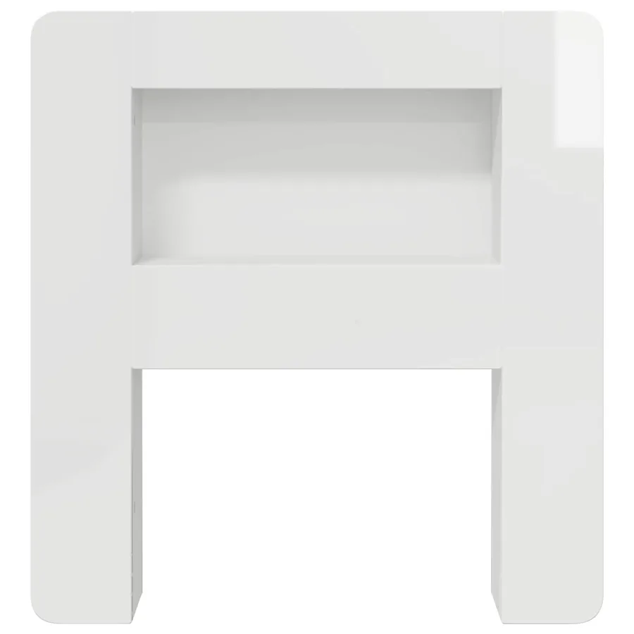 Cabinet de Tête de Lit Blanc brillant Bois d’ingénierie - 5