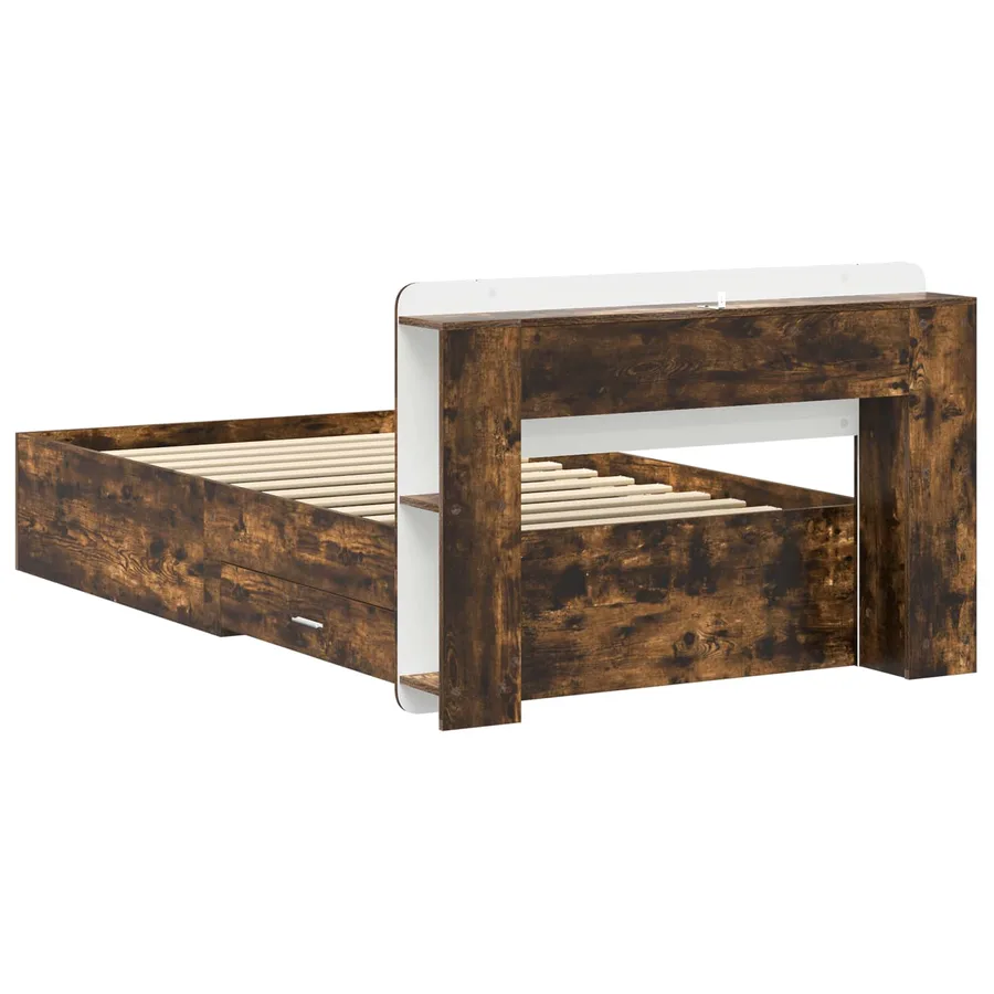 Cadre de lit avec rangement Chêne fumé 80 x 200 cm - 6