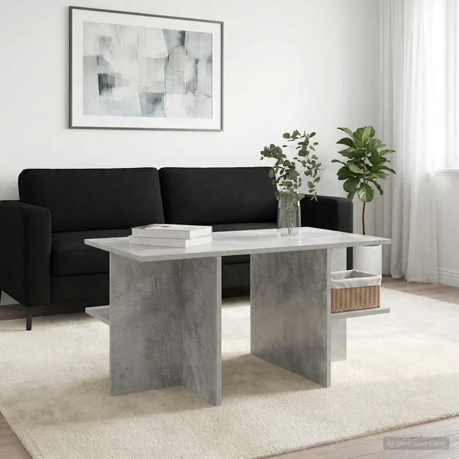 Table basse Gris béton 87 x 50 x 45 cm Bois d’ingénierie - 4