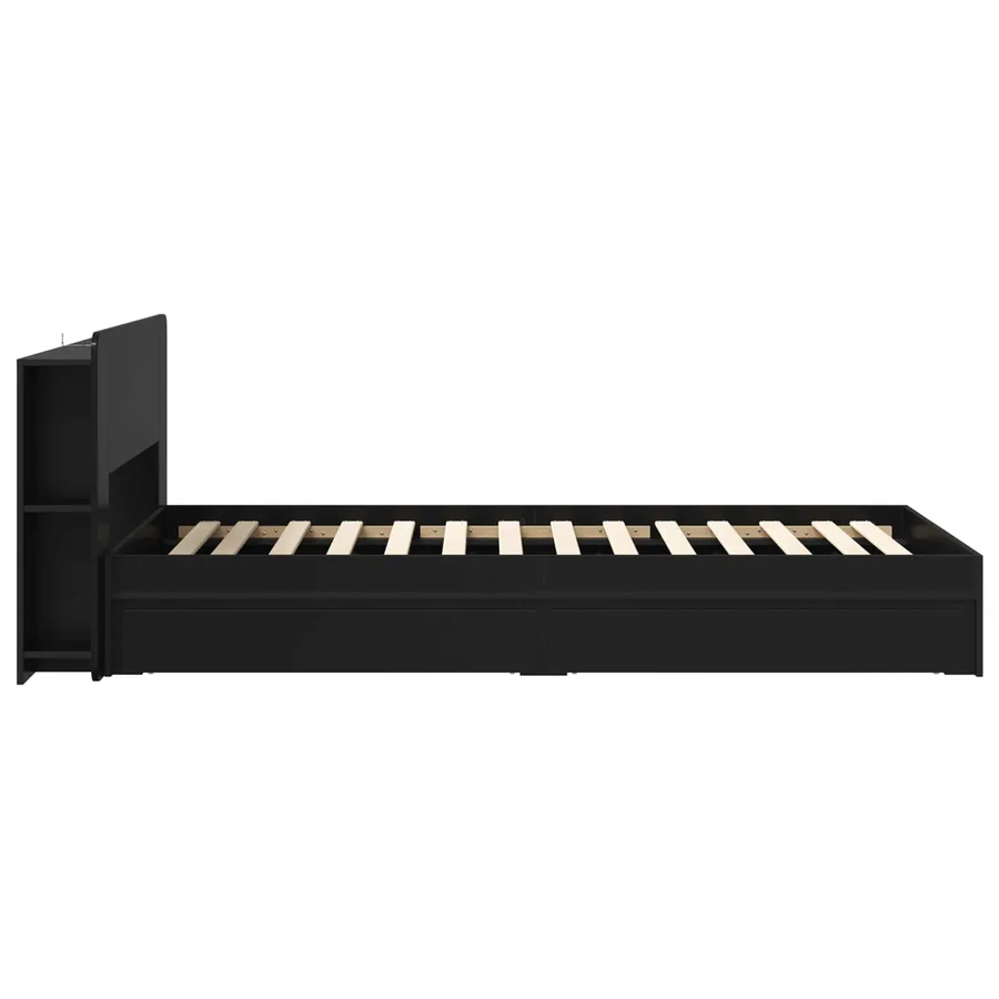 Cadre de lit avec rangement Noir 75 x 190 cm Bois d'ingénierie - 5
