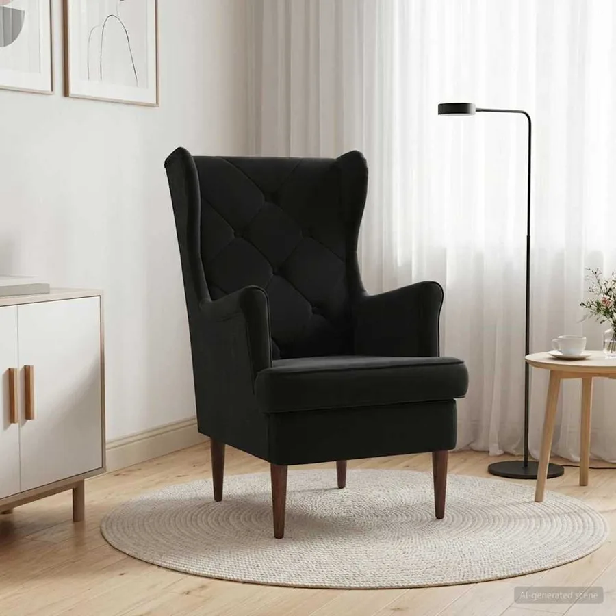 Fauteuil Noir Velours - 3
