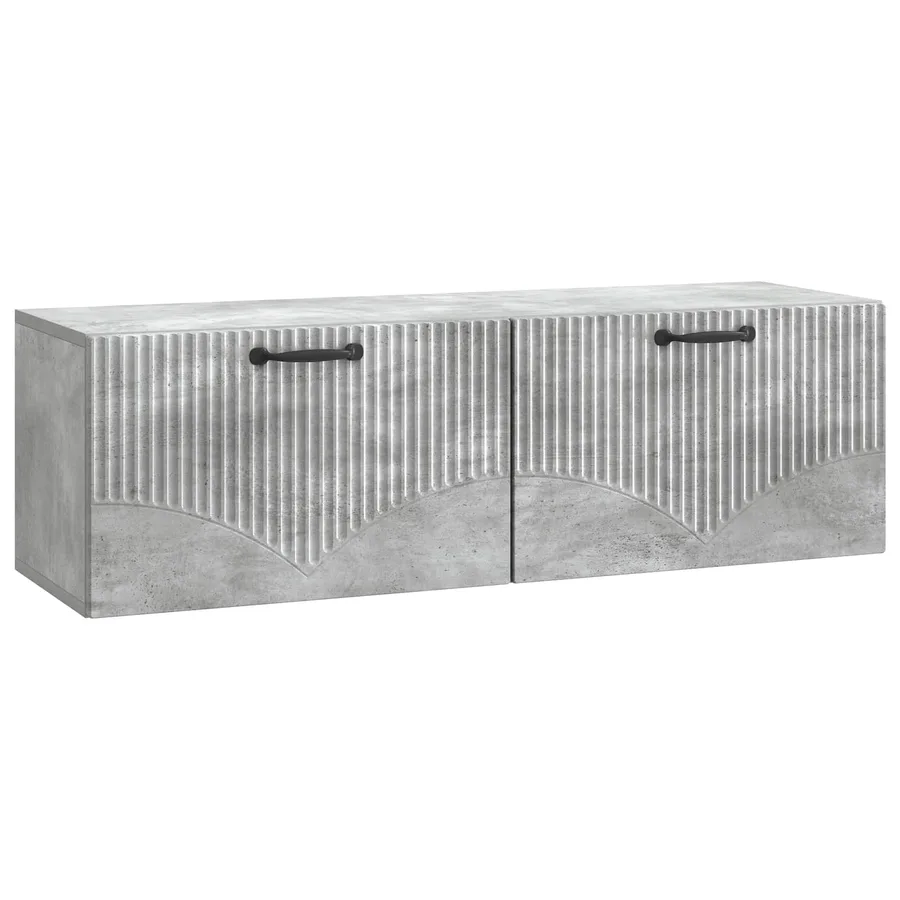 Meuble TV mural Gris béton 98 x 31 x 30 cm Bois d'ingénierie - 2