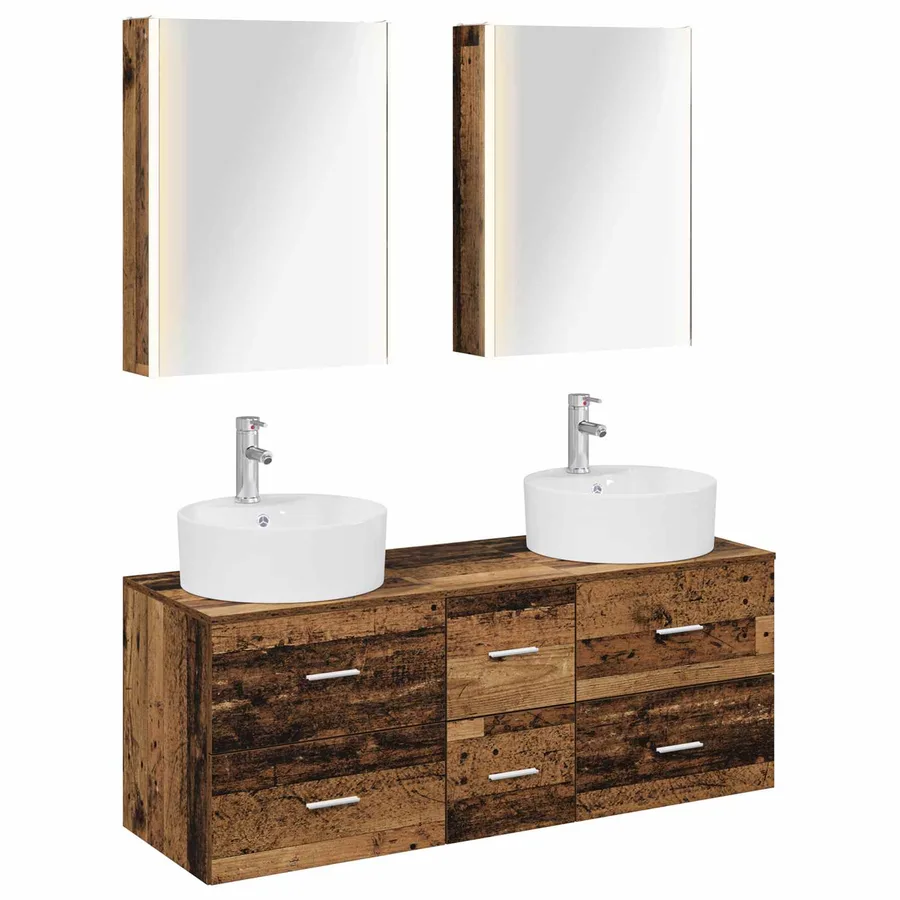 Ensemble de mobilier de salle de bain 5 pcs Bois ancien - 2