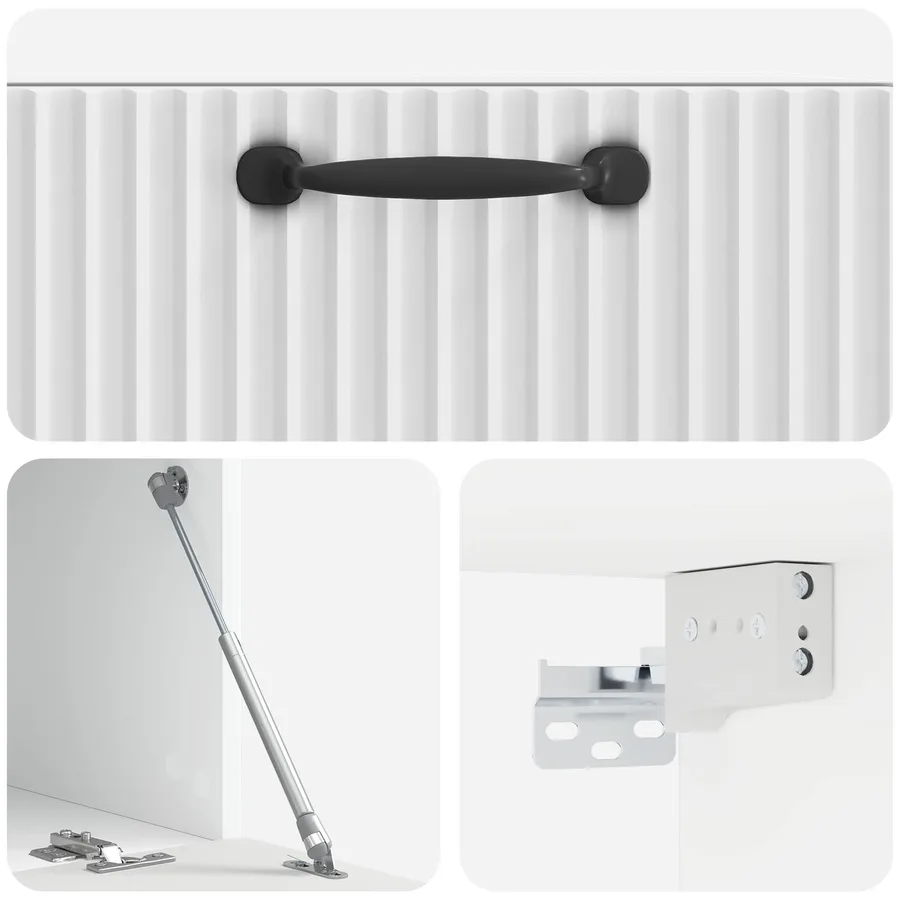 Meuble TV mural Montage mural Blanc brillant 59,5 x 31 x 30 cm - 9