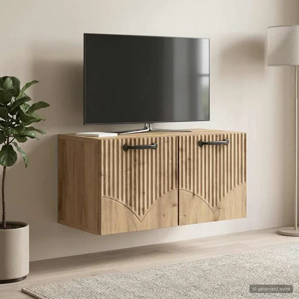 Meuble TV mural 59,5 x 31 x 30 cm Chêne artisanal