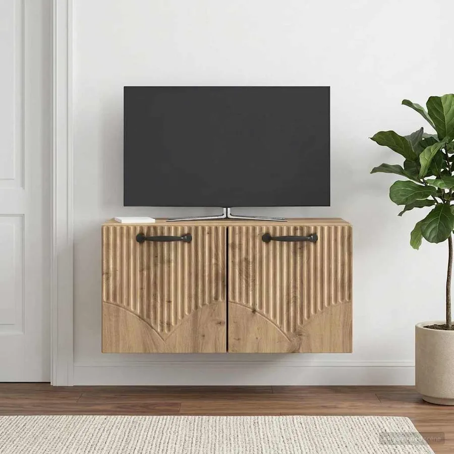 Meuble TV mural 59,5 x 31 x 30 cm Chêne artisanal - 4