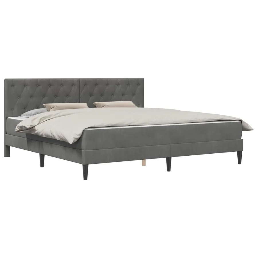 Cadre de lit avec matelas Gris foncé 180 x 200 cm Velours - 2