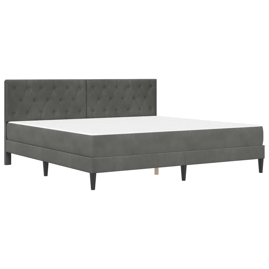 Cadre de lit avec matelas Gris foncé 180 x 200 cm Velours - 3