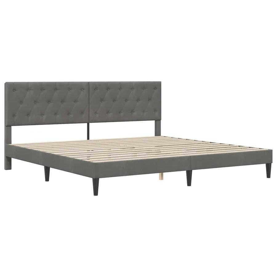 Cadre de lit avec matelas Gris foncé 180 x 200 cm Velours - 4