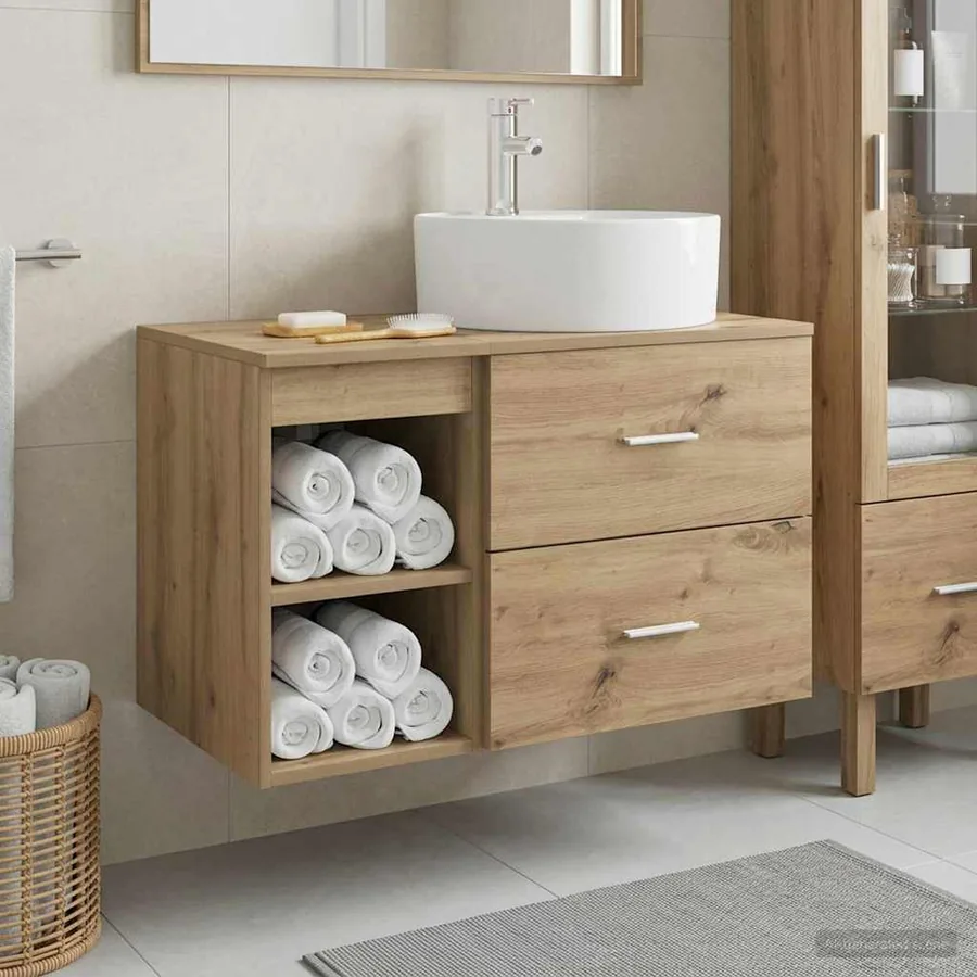 Ensemble de mobilier de salle de bain 2 pc Chêne artisanal