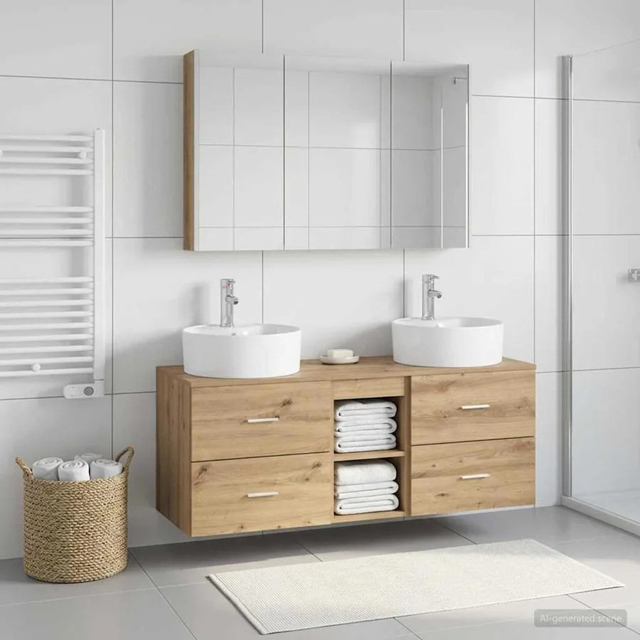 Ensemble de mobilier de salle de bain 4 pc Chêne artisanal