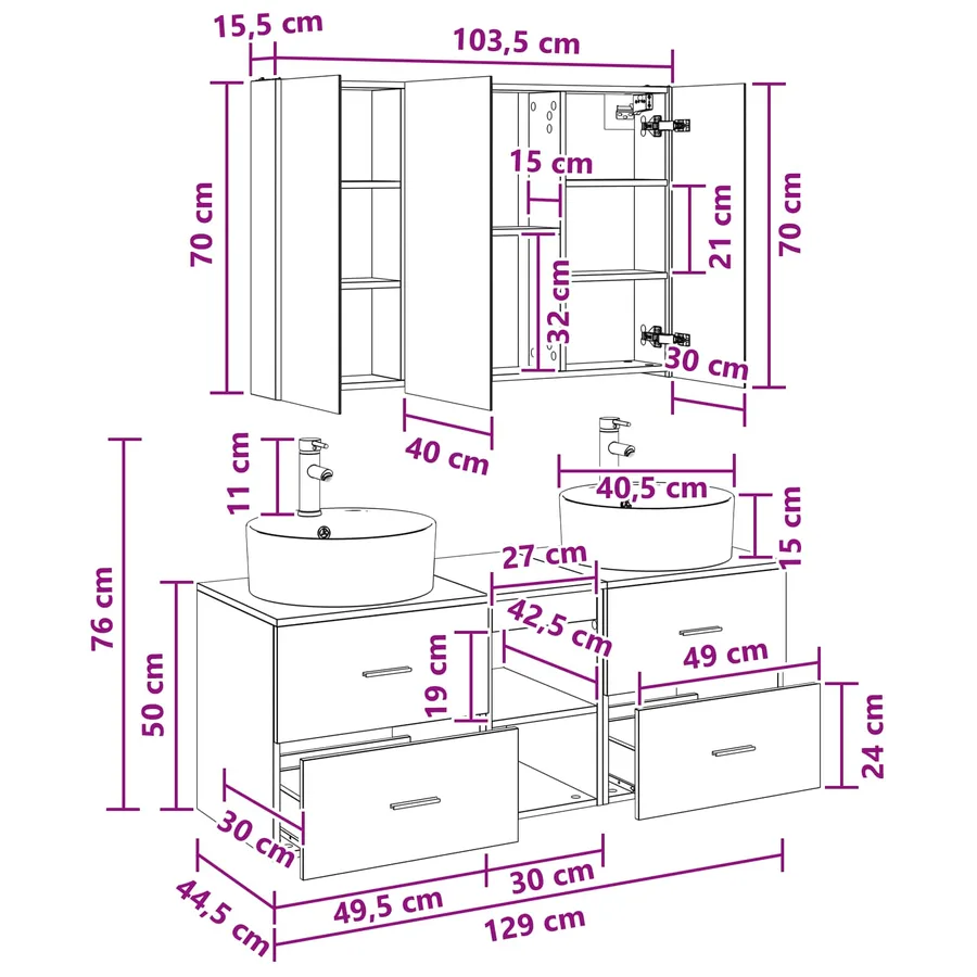 Ensemble de mobilier de salle de bain 4 pc Chêne artisanal - 14