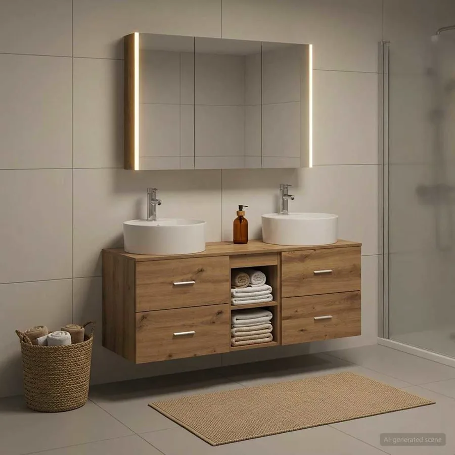 Ensemble de mobilier de salle de bain 4 pc Chêne artisanal - 4
