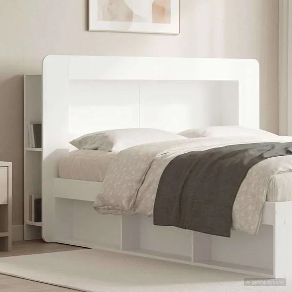 Cabinet de Tête de Lit avec stockage Blanc Bois d’ingénierie