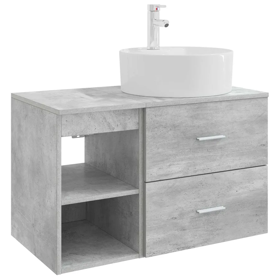 Ensemble de mobilier de salle de bain 2 pcs Gris béton - 2