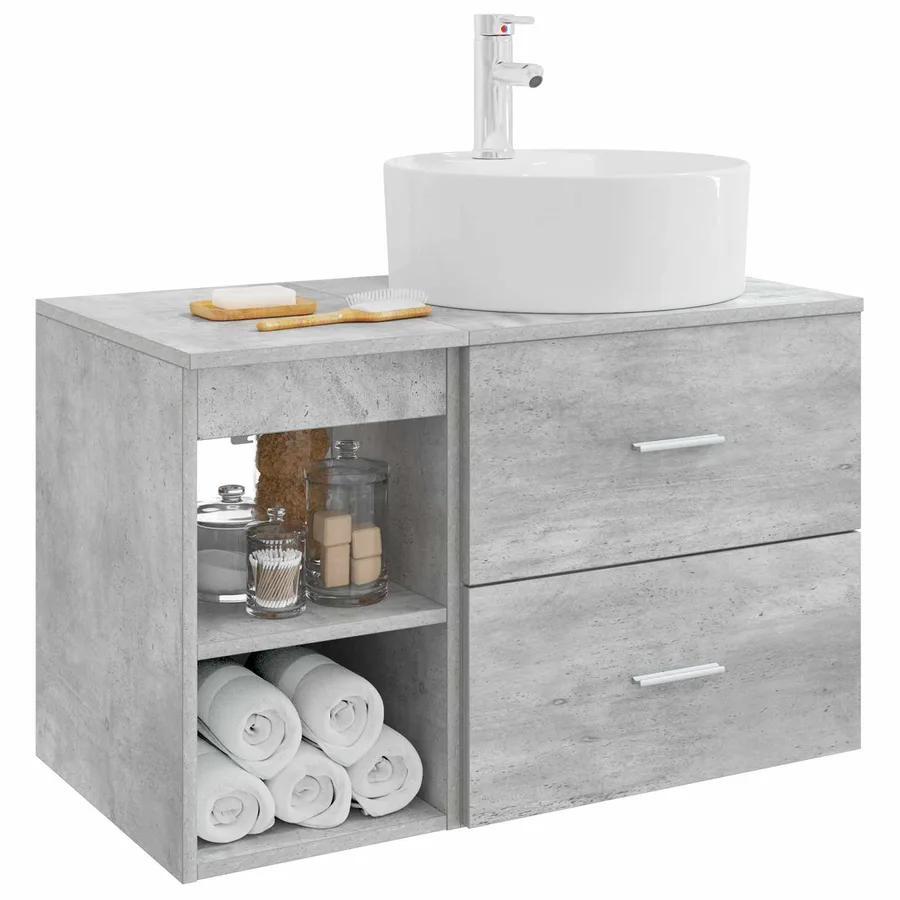 Ensemble de mobilier de salle de bain 2 pcs Gris béton - 3