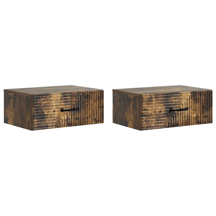 Cabinet de chevet mural 2 pcs Chêne fumé 49 x 34,5 x 20 cm - 2