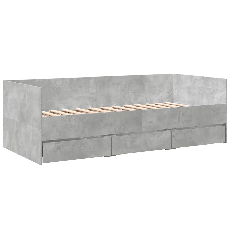 Lit d'appoint avec tiroir Gris béton Bois d'ingénierie - 3