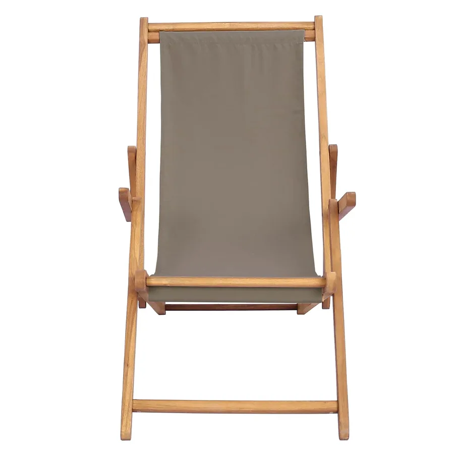 Chaise de plage Taupe Bois de teck massif - 3