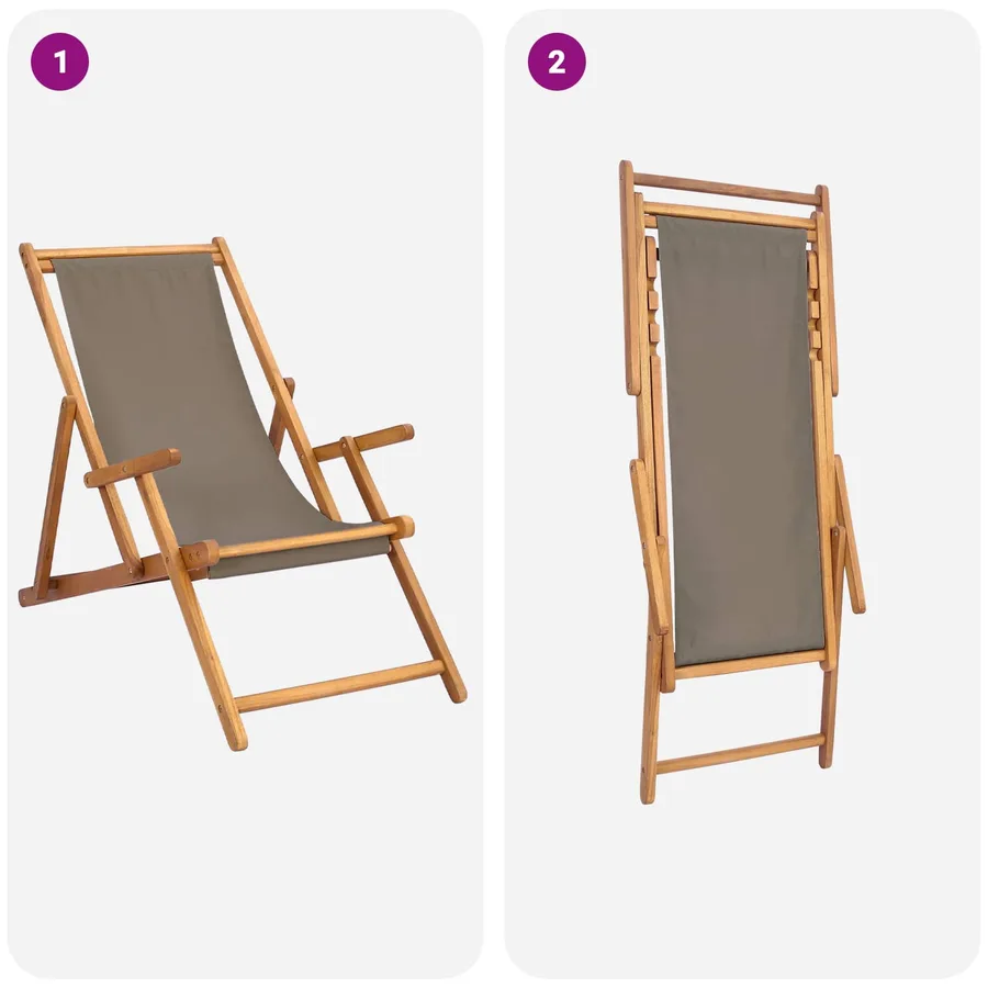 Chaise de plage Taupe Bois de teck massif - 7