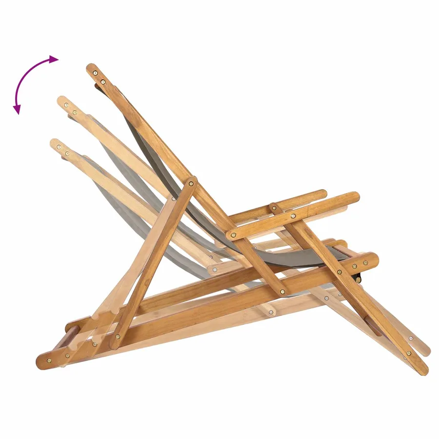 Chaise de plage Taupe Bois de teck massif - 8