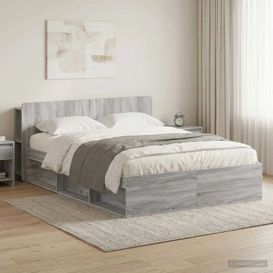 Cadre de lit avec rangement Sonoma gris 140 x 200 cm