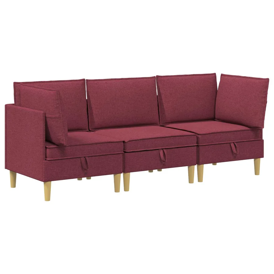 Canapé modulaire avec rangement 3 pcs Bordeaux Tissu - 2