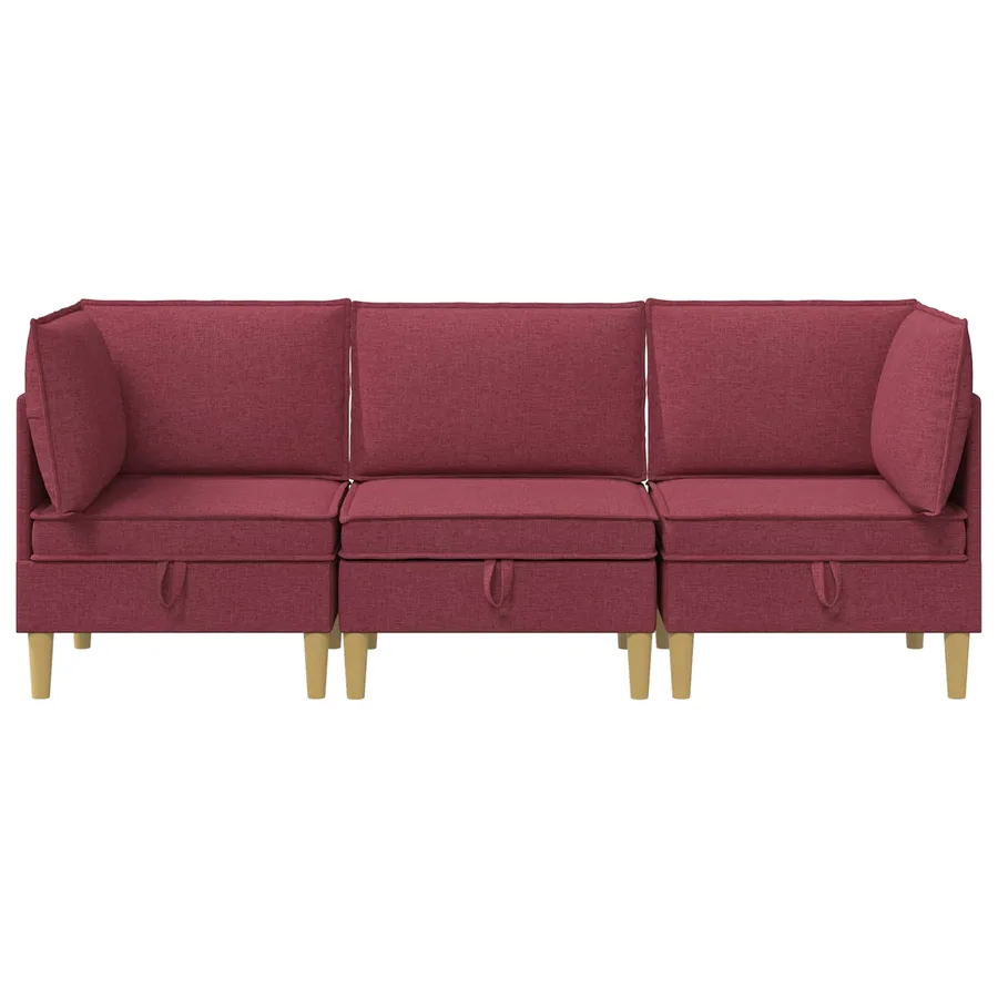 Canapé modulaire avec rangement 3 pcs Bordeaux Tissu - 7
