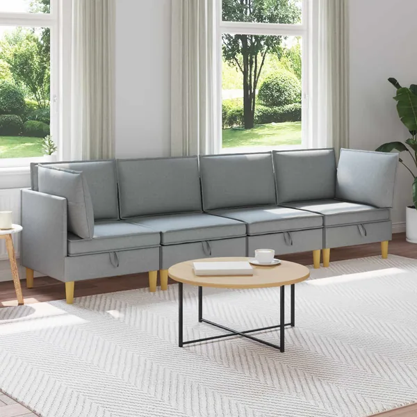 Canapé modulaire avec rangement 4 pcs Gris clair Tissu