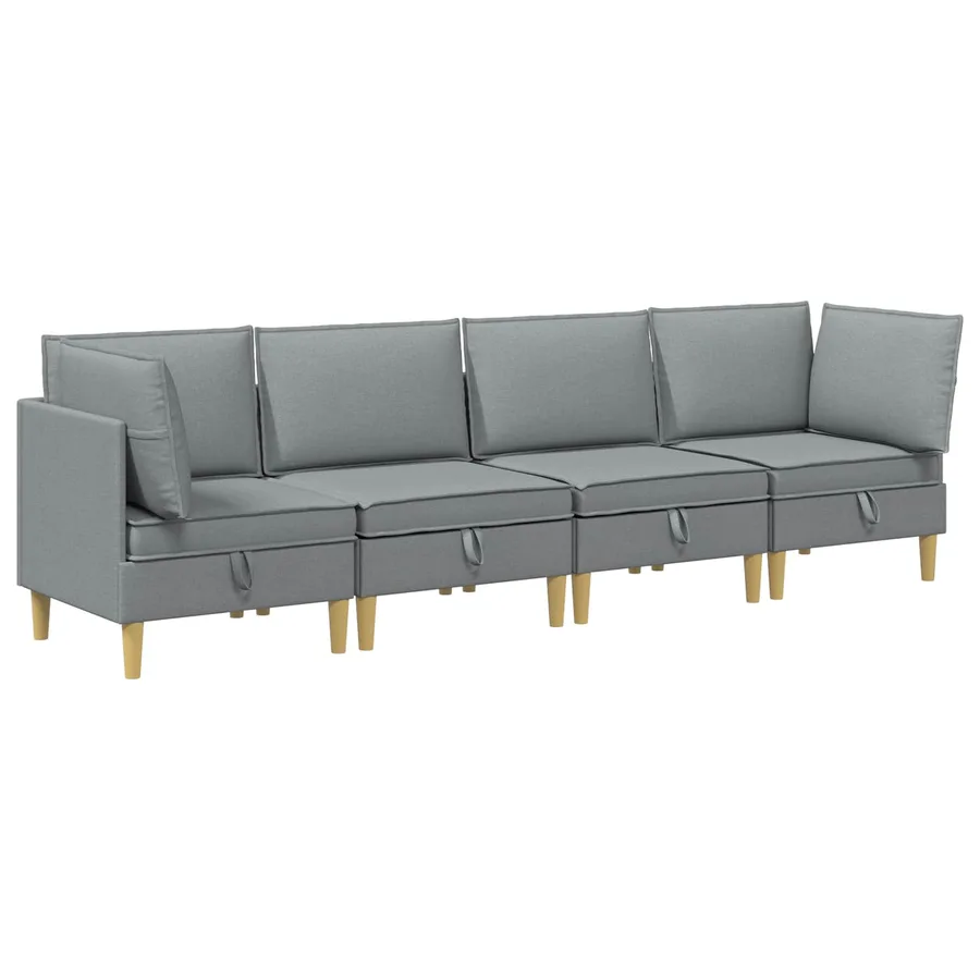 Canapé modulaire avec rangement 4 pcs Gris clair Tissu - 2