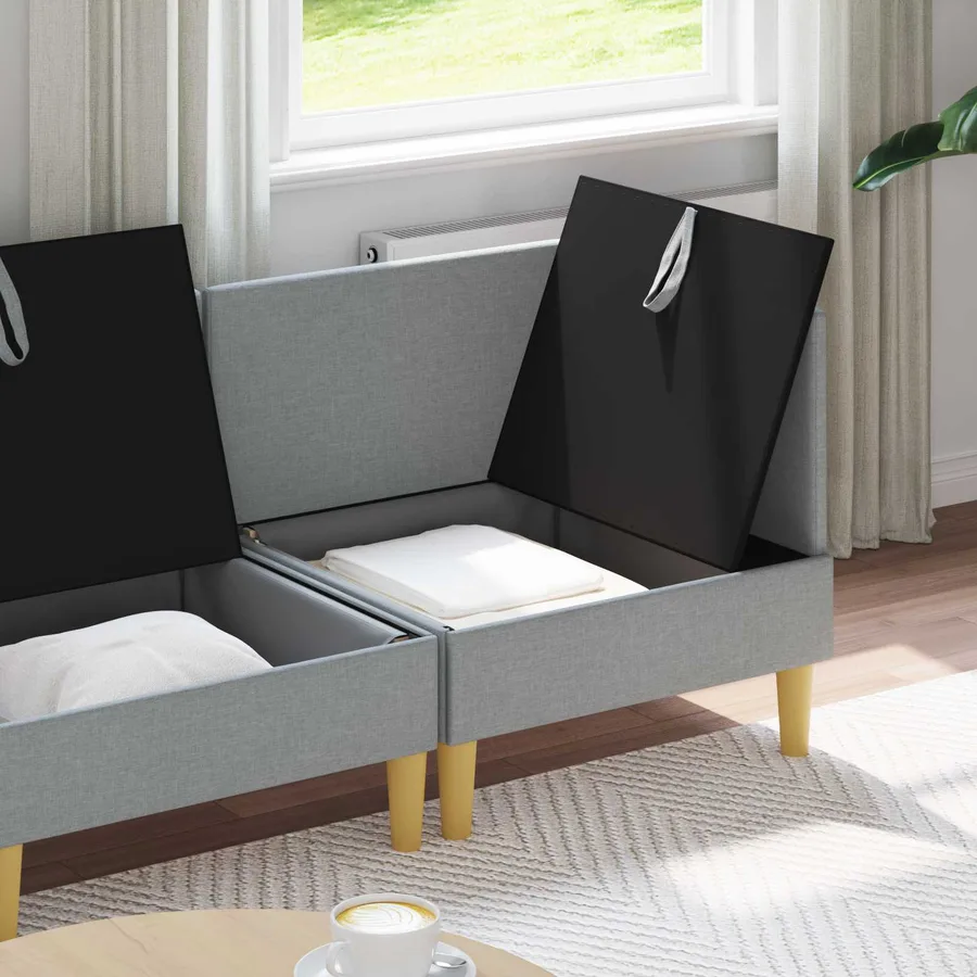 Canapé modulaire avec rangement 4 pcs Gris clair Tissu - 3