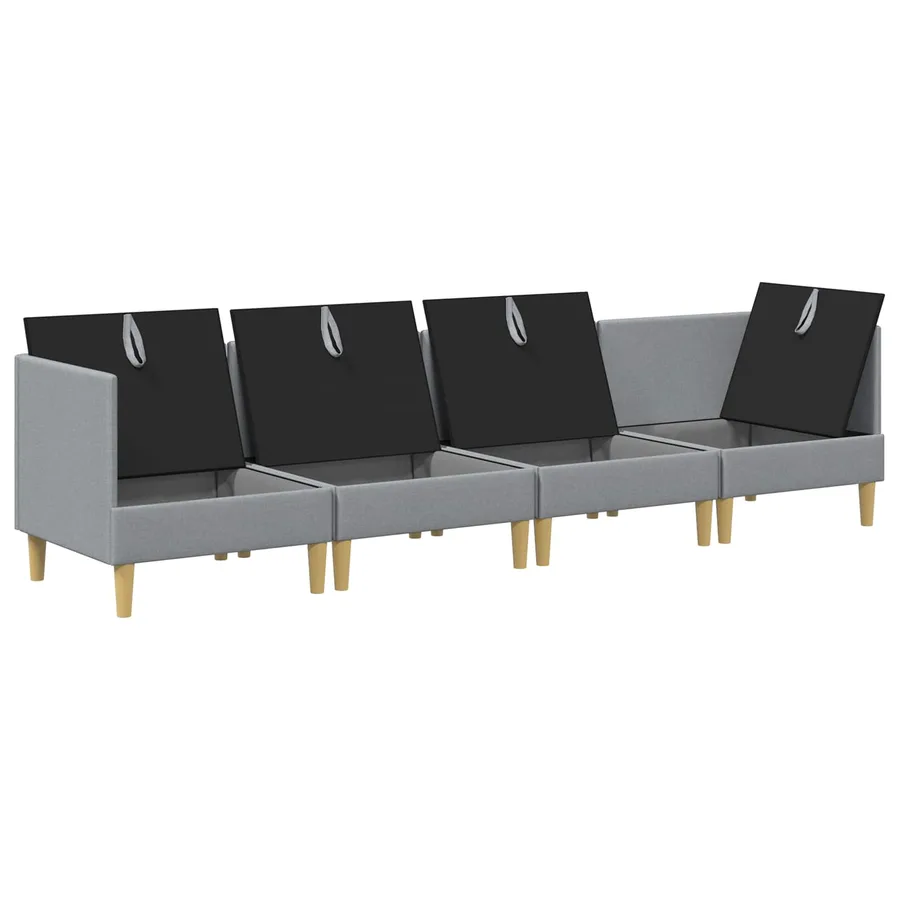 Canapé modulaire avec rangement 4 pcs Gris clair Tissu - 6