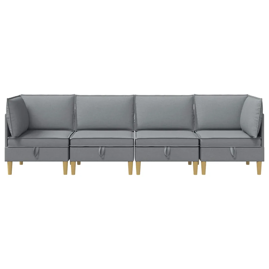 Canapé modulaire avec rangement 4 pcs Gris clair Tissu - 7