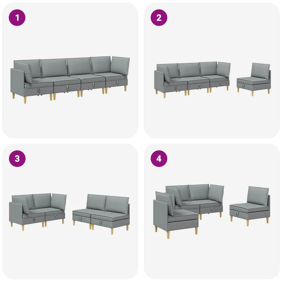 Canapé modulaire avec rangement 4 pcs Gris clair Tissu - 8