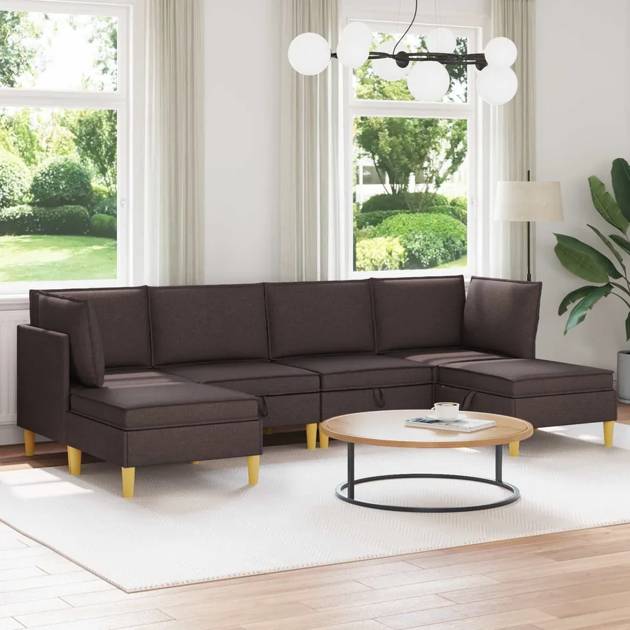 Canapé modulaire avec rangement 6 pcs Marron foncé Tissu
