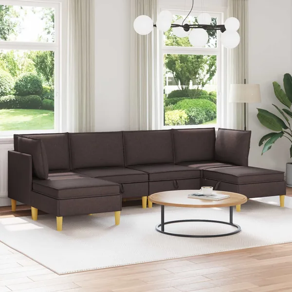 Canapé modulaire avec rangement 6 pcs Marron foncé Tissu