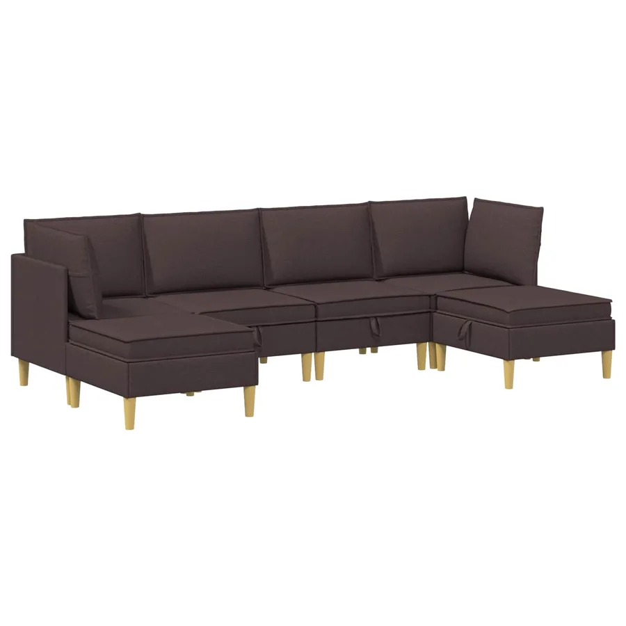 Canapé modulaire avec rangement 6 pcs Marron foncé Tissu - 2